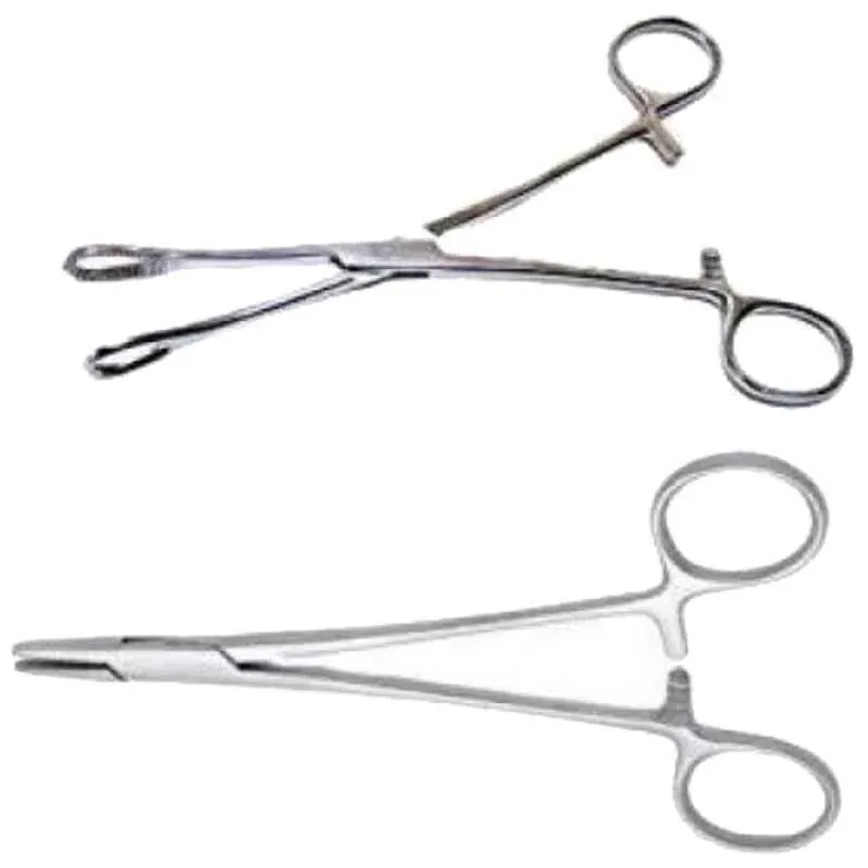Forgesy 2 Pcs 8 inch Stainless Steel Needle Holder & Sponge Forcep Set, X58 4