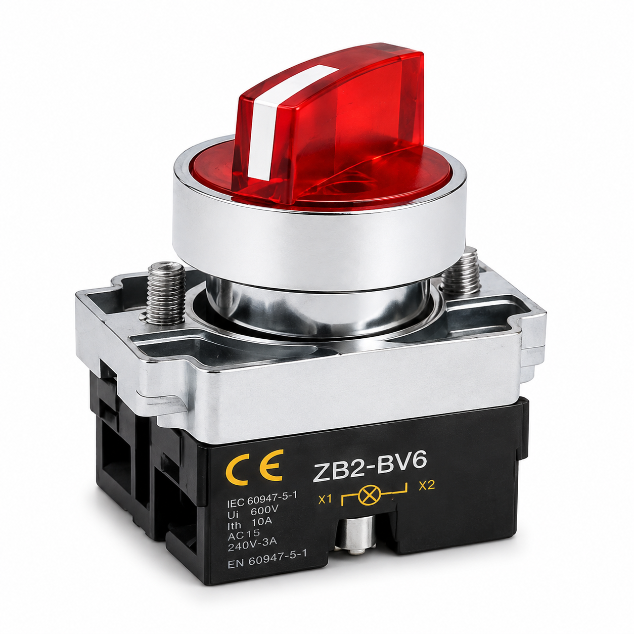 Ceyone Illuminated Selector Switch, Red, AC 220V, Ith 10A, LED Indicator(pack of 4) 4