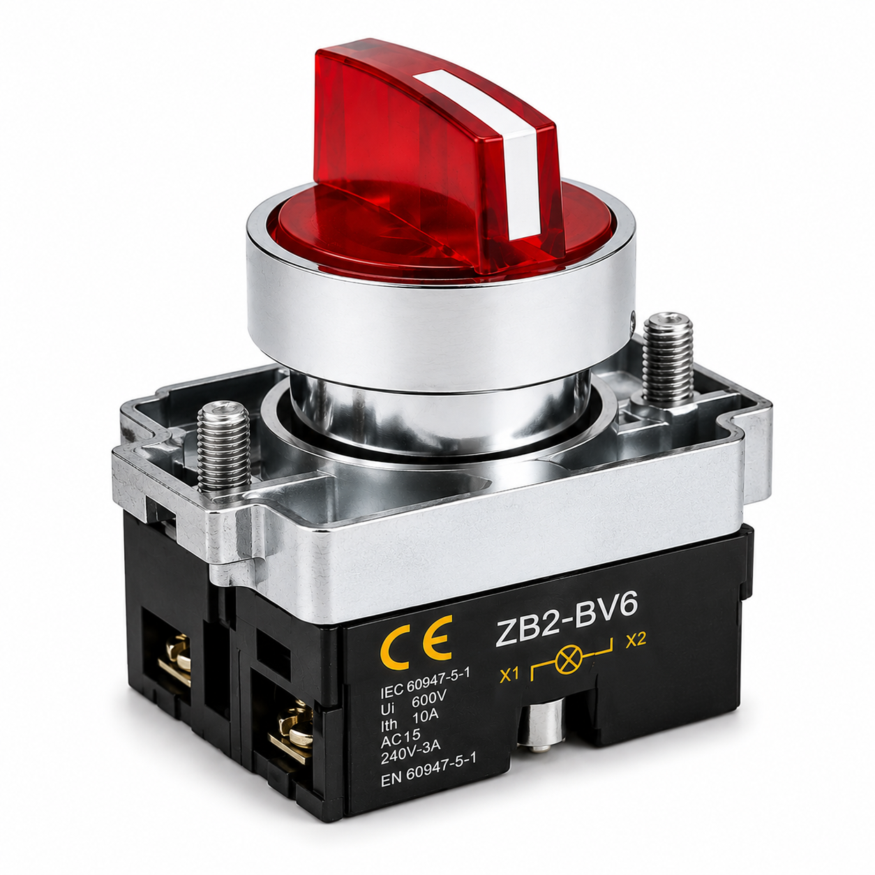 Ceyone Illuminated Selector Switch, Red, AC 220V, Ith 10A, LED Indicator(pack of 4) 3