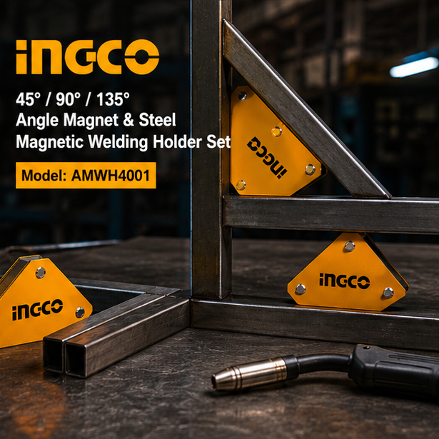 Ingco 45deg, 90deg & 135deg Angle Magnet & Steel Magnetic Welding Holder Set, AMWH4001 2