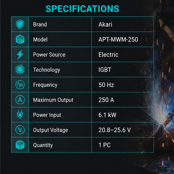 AKARI MIG Welding Machine IGBT 250 A 1 Phase (APT-MWM-250) 3