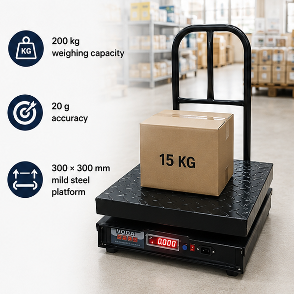 Voda 200kg Mild Steel Black Chicken Type Heavy Duty Weighing Scale with 1 Year Warranty Platform Size: 300x300 mm(Chicken Type ) 4