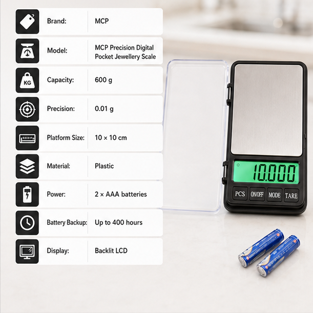 MCP Precision Electronic Digital , Pocket, Jewellery Weighing Scale Machine 600 GMS , (Black)(MCP Precision Electronic Digital , Pocket Jewellery Weighing Scale Machine 600 GMS , (Black)) 3