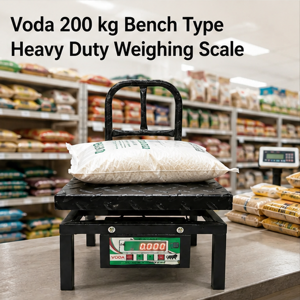 Voda 200kg Mild Steel Black Bench Type Heavy Duty Weighing Scale with 1 Year Warranty Platform Size: 300x300 mm(Weighing Scale) 2