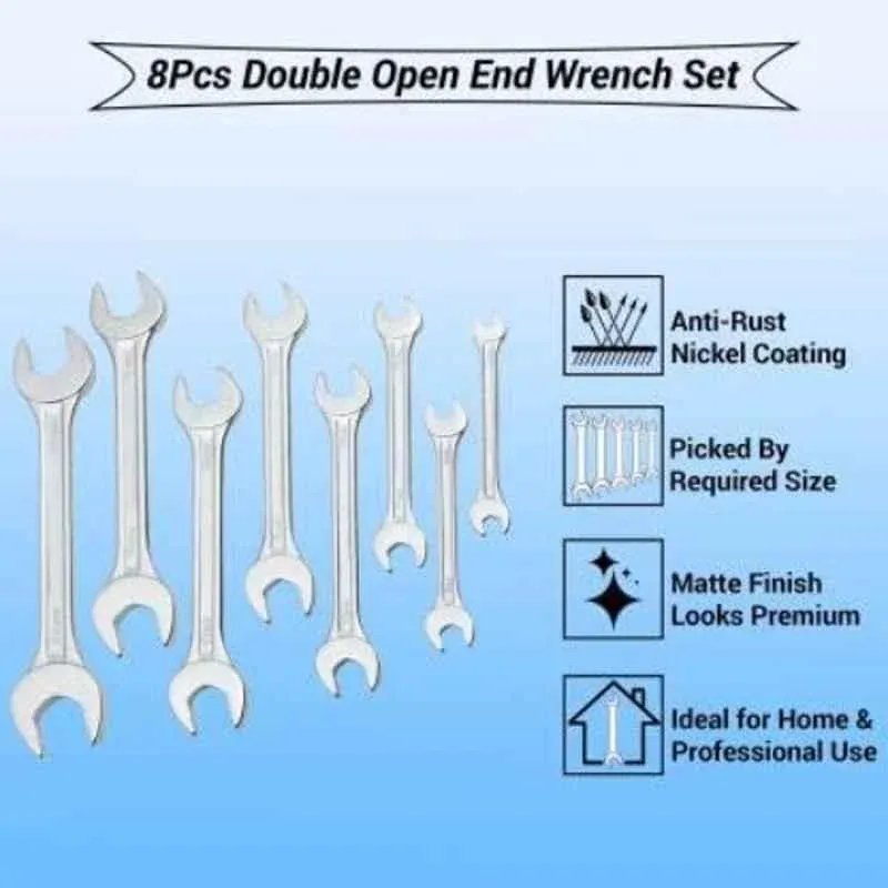 Forgesy 8 Pcs Stainless Steel Elliptical Double Open End Spanner with Hanging Tray, FORGESY311 2