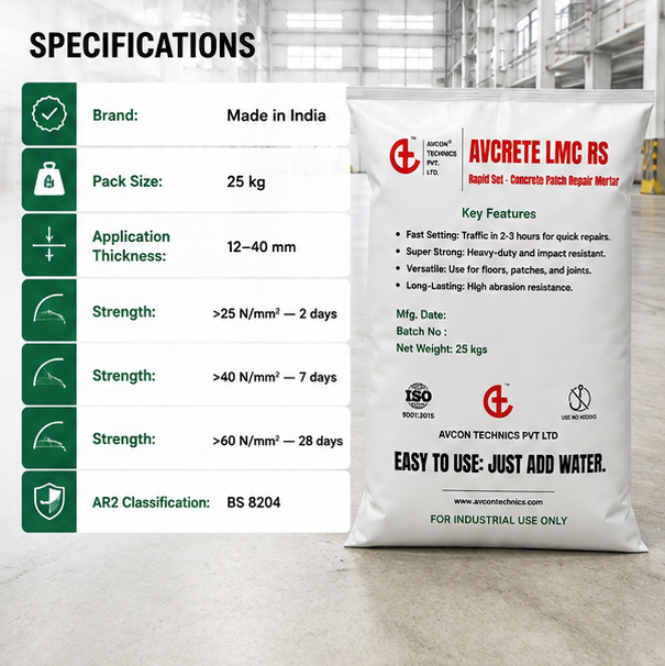 AVCRETE LMC RS 25 Kg Fast Setting Concrete Patch Repair Mortar 3