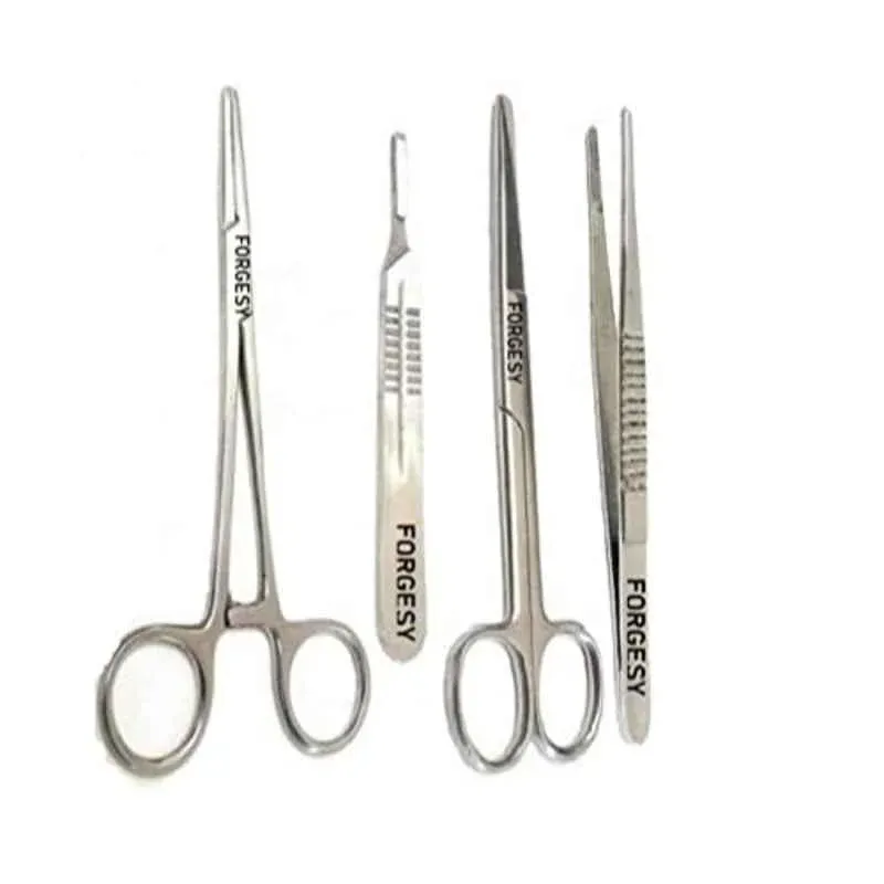 Forgesy 4 Pcs Stainless Steel Utility Forceps Surgical Instruments Set, X1 4