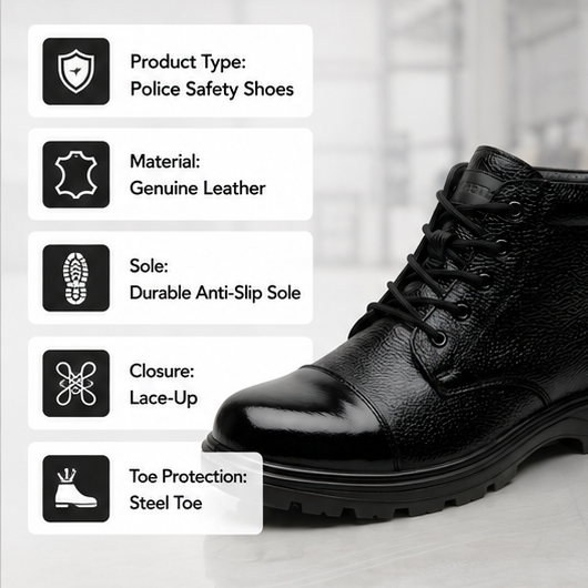 Latest Trendy Genuine Mild Leather Police Boots for Men, Heavy Duty Tactical Safety Boots, Anti-Skid Durable Industrial Work Shoes For Men 3