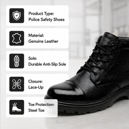 Latest Trendy Genuine Mild Leather Police Boots for Men, Heavy Duty Tactical Safety Boots, Anti-Skid Durable Industrial Work Shoes For Men 3