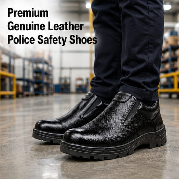 Latest Stylish Genuine Mild Leather Police Safety Shoes for Men, Heavy Duty Steel Toe Tactical Boots, Anti-Slip Industrial Work Footwear For Men 2
