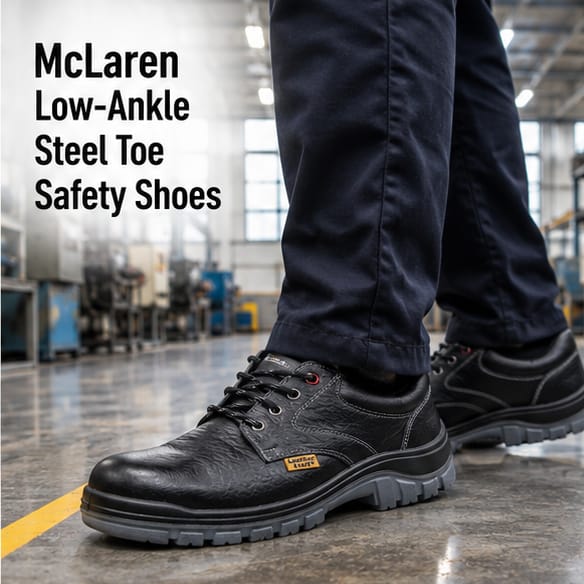 LEATHER CRAFT McLaren Steel Toe Black Leather Safety Shoes, with full grain leather upper and double density PU sole(size 11) 2