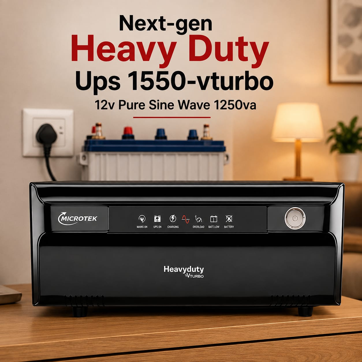 Next-Gen HEAVY DUTY UPS 1550-vTURBO 12V Pure Sine Wave 1250VA 2