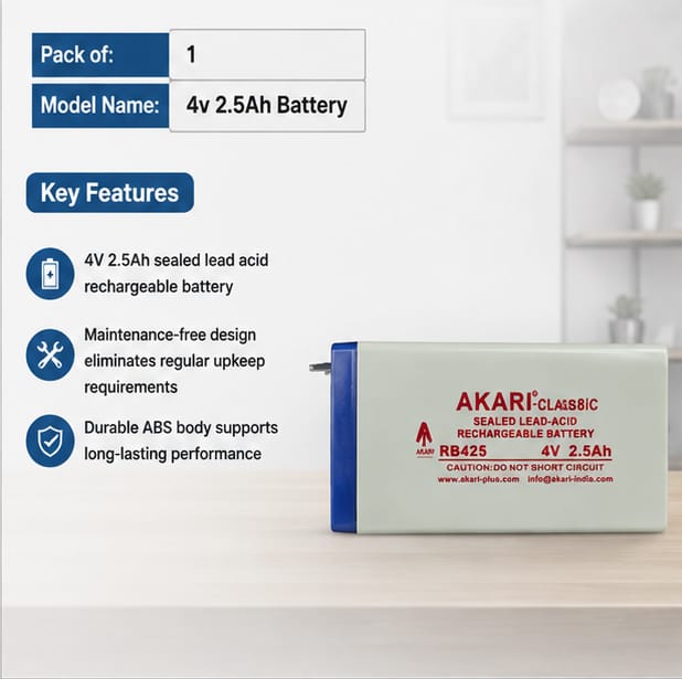 Akari 4v 2.5Ah Battery | Sealed Lead - Acid Battery for Electronic Weighing Scales, Medical Equipments & Electronic Test Equipments, Toys, Emergency Lights & Rechargeable Fans 3