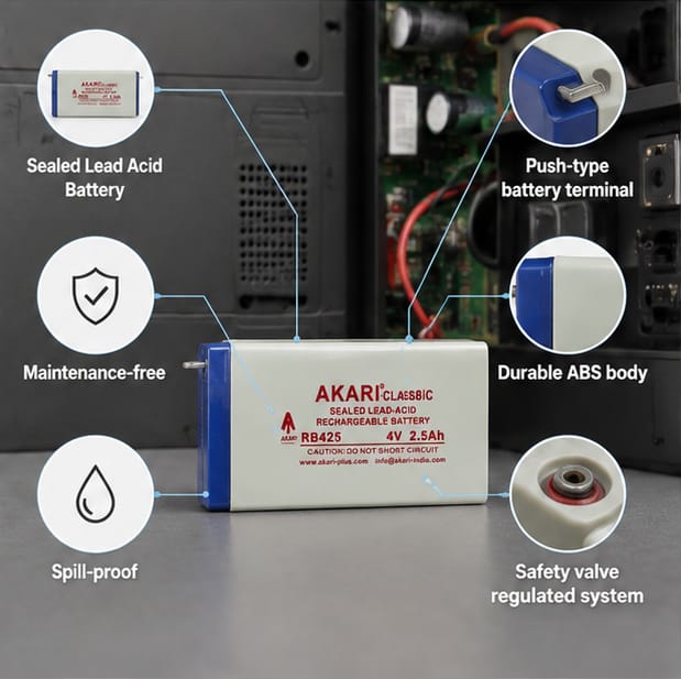 Akari 4v 2.5Ah Battery | Sealed Lead - Acid Battery for Electronic Weighing Scales, Medical Equipments & Electronic Test Equipments, Toys, Emergency Lights & Rechargeable Fans 4