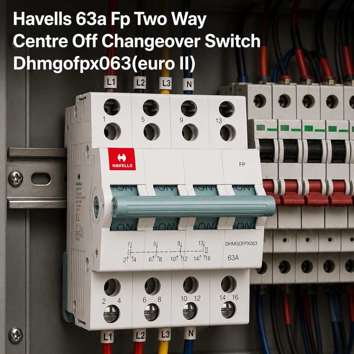 Havells 63A FP Two way Centre off changeover Switch DHMGOFPX063(EURO II) 2