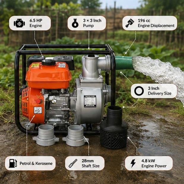 Greenleaf 6.5HP 3x3 inch Water Pump (WP-30) 4