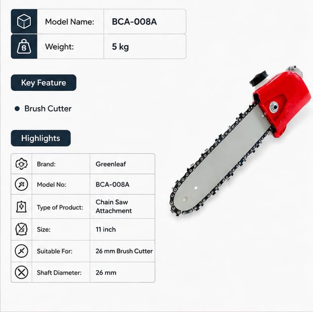 Greenleaf 11 inch Chain Saw Attachment for 26mm Brush Cutter (BCA-008A ) 3