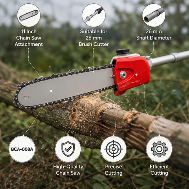 Greenleaf 11 inch Chain Saw Attachment for 26mm Brush Cutter (BCA-008A ) 4