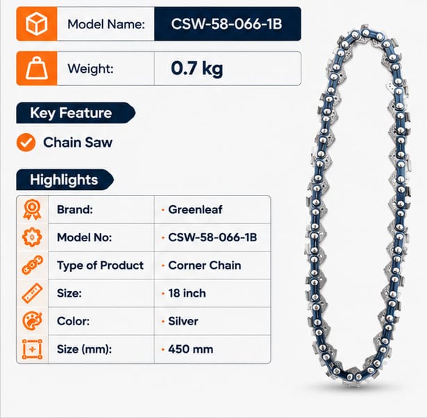 Greenleaf 18 inch Square Corner Chain for Chain Saw (CSW-58-066-1B) 3