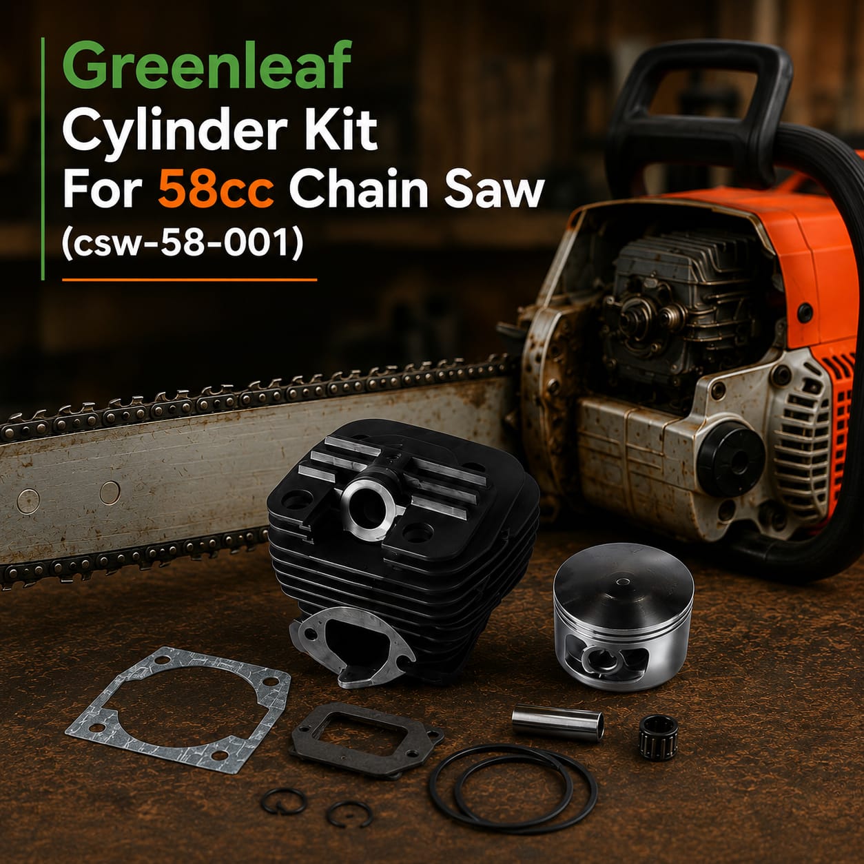 Greenleaf Cylinder Kit for 58cc Chain Saw (CSW-58-001) 2
