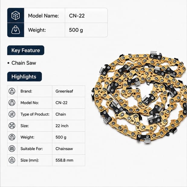 Greenleaf Heavy Duty 22 Inch Chain for Chain Saw Machine (CN-22) 3