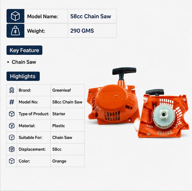 Greenleaf Plastic Orange Easy Starter for 58cc Chain Saw (58cc Chain Saw) 3