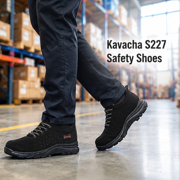 Kavacha Steel toe knitted fabric & Airmix Sole Protective shoe memory foam comfort (S227)(size-10) 2