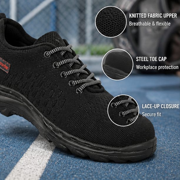 Kavacha Steel toe knitted fabric & Airmix Sole Protective shoe memory foam comfort (S227)(size-8) 3