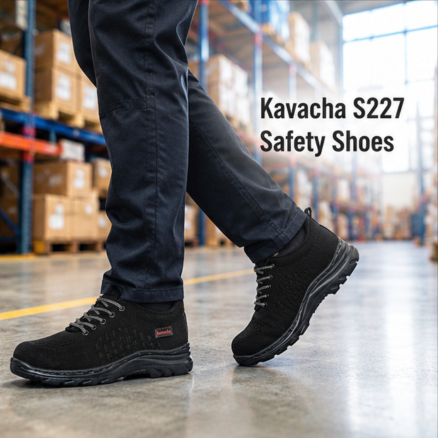 Kavacha Steel toe knitted fabric & Airmix Sole Protective shoe memory foam comfort (S227)(size-6) 2
