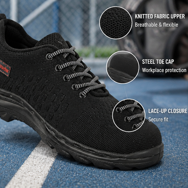 Kavacha Steel toe knitted fabric & Airmix Sole Protective shoe memory foam comfort (S227)(size-6) 3