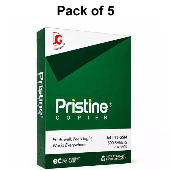 Pristine A4 Multi-Functional Copier Paper, 75 GSM, 500 Sheets, 210 x 297 mm, Compatible with Laser, Inkjet, Fax Machines 5