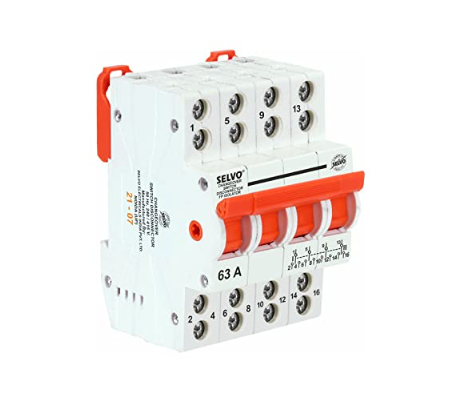 SELVO 63A Four Pole Mini Changeover Switch Disconnector MULTI 4
