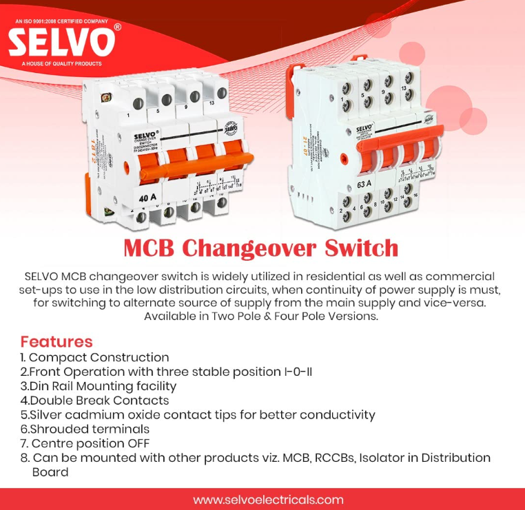 SELVO 40A Four Pole Mini Changeover Switch Disconnector 2