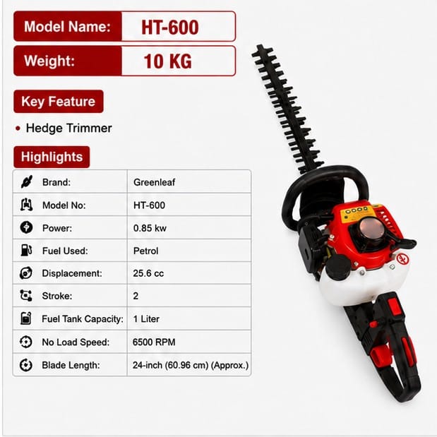 Greenleaf 85kW 24 inch 2 Stroke Hedge Trimmer (HT-600) 3