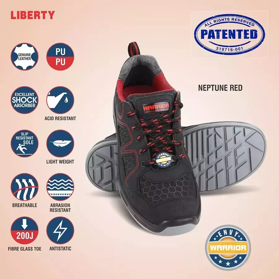 Liberty WARRIOR NEPTUNE Fiber Toe Safety Shoes Low Ankle Black Size UK 8 2