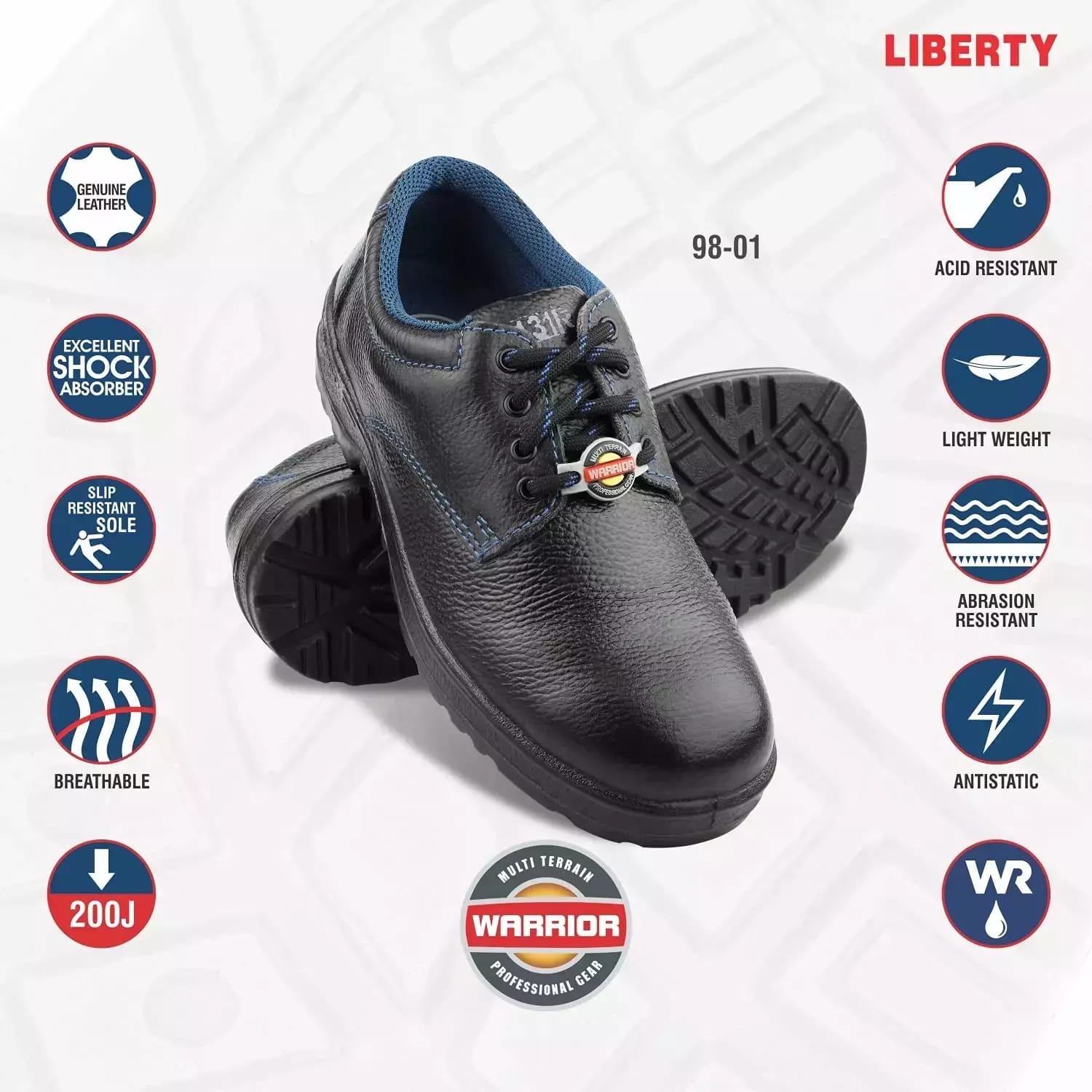 Liberty WARRIOR Steel Toe Safety Shoes Low Ankle Black Size UK 9, 98-01-SSB 2