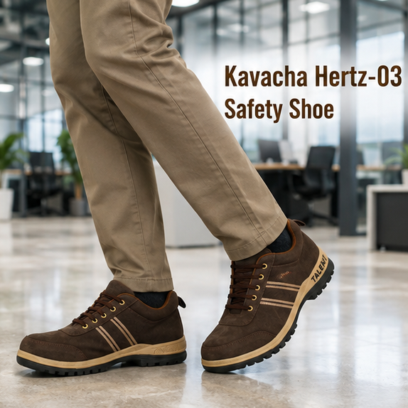 Kavacha Suede Leather Steel Toe Safety Shoe (Hertz -03) (SIZE 6) 2