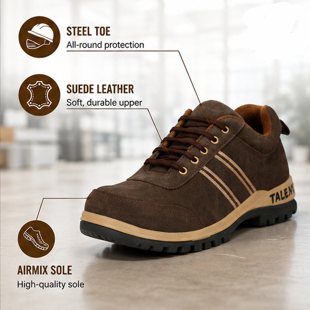 Kavacha Suede Leather Steel Toe Safety Shoe (Hertz -03) (SIZE 6) 3