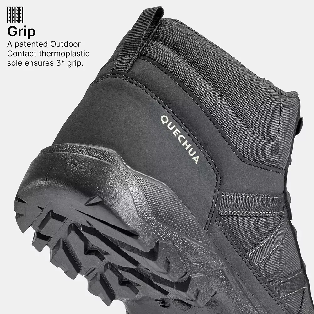 Round Toe Hiking Shoes Mid Ankle Ethylene Vinyl Acetate (EVA) Sole Size UK 7 Black, NH100 3