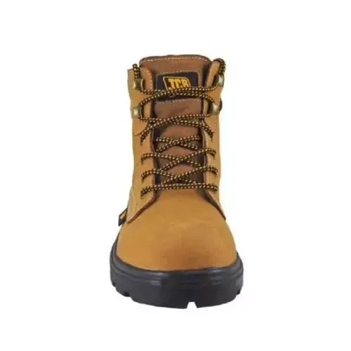 JCB Steel Toe Safety Shoes Double Density PU Sole High Ankle Tan Buff Nubuck Leather UK 6, Trekker 3