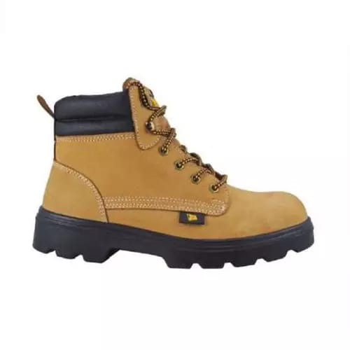 JCB Steel Toe Safety Shoes Double Density PU Sole High Ankle Tan Buff Nubuck Leather UK 7, Trekker 2