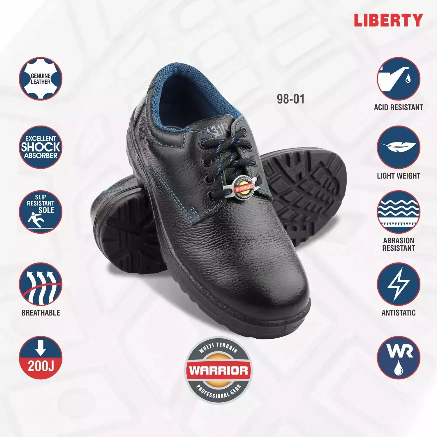 Liberty WARRIOR Steel Toe Safety Shoes Low Ankle Black Size UK 5, 98-01-SSB 2
