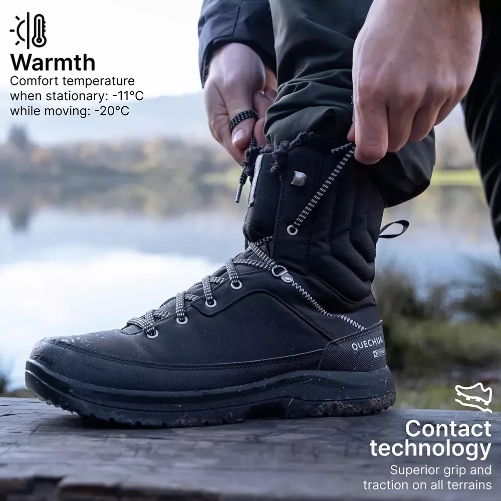 QUECHUA Hiking Boots Round Toe High Ankle Synthetic Polyurethane Polyester Size UK 6.5 Black, NH100 4