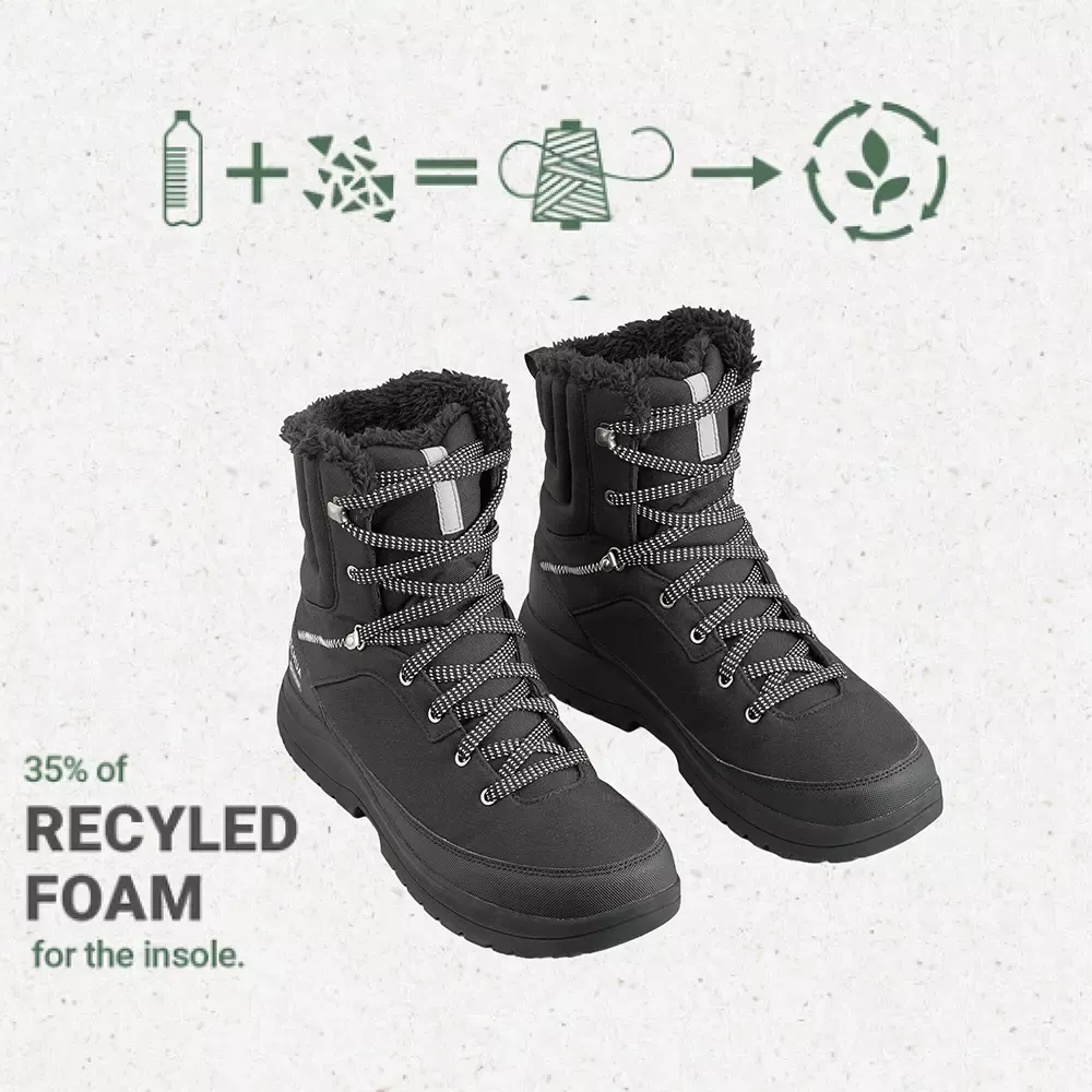 QUECHUA Hiking Boots Round Toe High Ankle Synthetic Polyurethane Polyester Size UK 12 Black, NH100 3