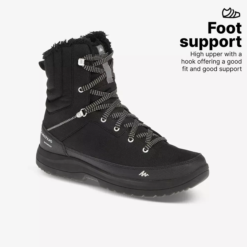 Hiking Boots Round Toe High Ankle Synthetic Polyurethane Polyester Size UK 8.5 Black, NH100 3