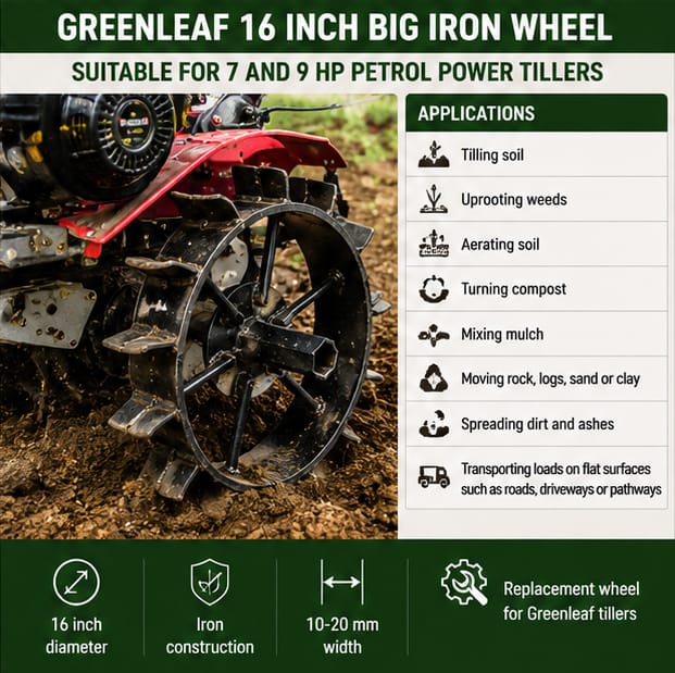 Greenleaf 16 inch Big Iron Wheel for 7 & 9HP Petrol Power Tiller (JS-DA-20211818) 4