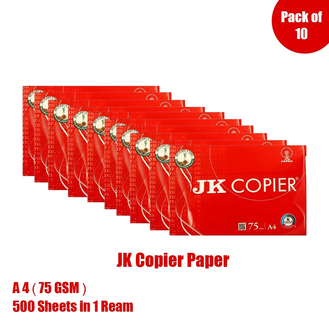 Jk Copier Paper – A4 Size, 75 Gsm 1 Ream, 500 Sheets – Pack Of 10 4