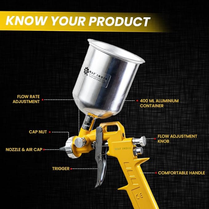 400 ml Capacity Air Spray Gun, 1.5 mm Nozzle with Stainless Steel Cup (ASG4002) 3