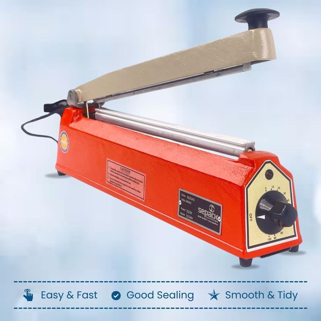 12 Inch Hot Bar Type Hand Sealer Machine for Silver & Laminated Pouches | Portable Manual Heat Sealing Tool for Plastic Bags | Heavy Duty Pouch Packing Sealer – Pack of 1 4