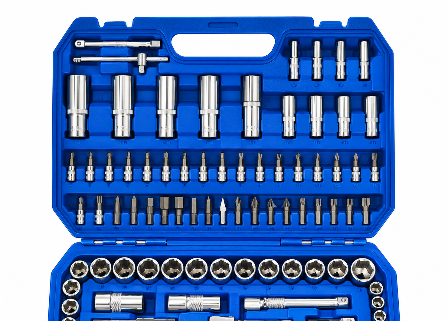 Premium Quality 1/4 & 1/2 Inch Drive 108 Pcs Mechanical Socket Wrench Tool Set for House Car Bike Repairing 3